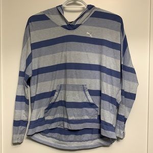 Blue Stripped Puma Long sleeve with a hood. Size M
